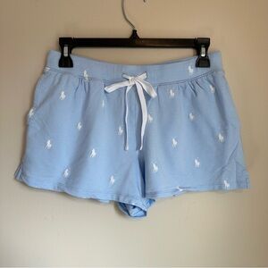 Ralph Lauren Women’s Blue Polo Print Boxer Short w/ Drawstring Waist Size Small
